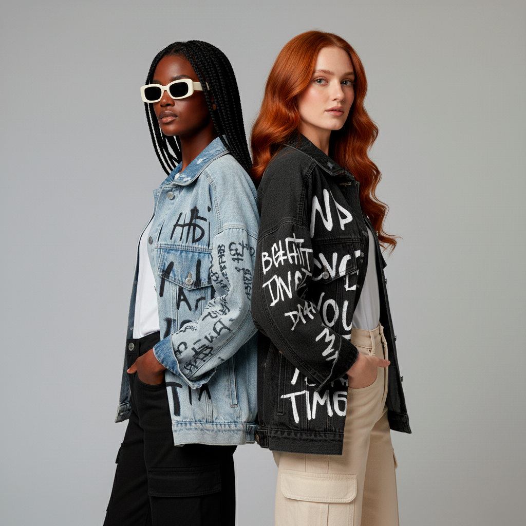 Dames Denim Jacket – Loose Fit met Borduursel & Streetstyle Gaten
